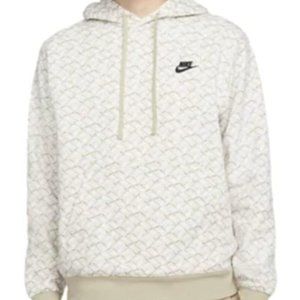 NEW NIKE Men's Hoodie Pullover Sweatshirt All over Logo Beige Size S M XXL